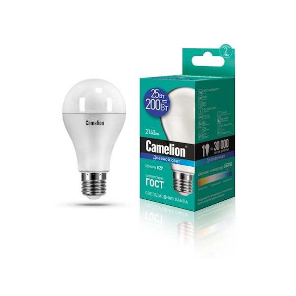 ლედ ნათურა Camelion Led Lamp LED25-A65/865/E27 25ვატი — ნათურა და ვაზნა